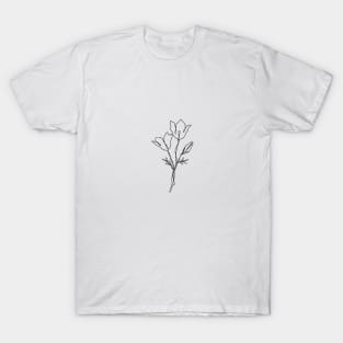 Wildflower Line Art | Floral Botanical Minimalist Lineart T-Shirt